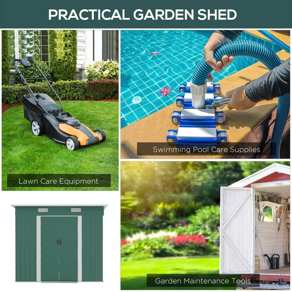 7x4ft Outdoor Garden Metal Storage Shed - Durable & Stylish