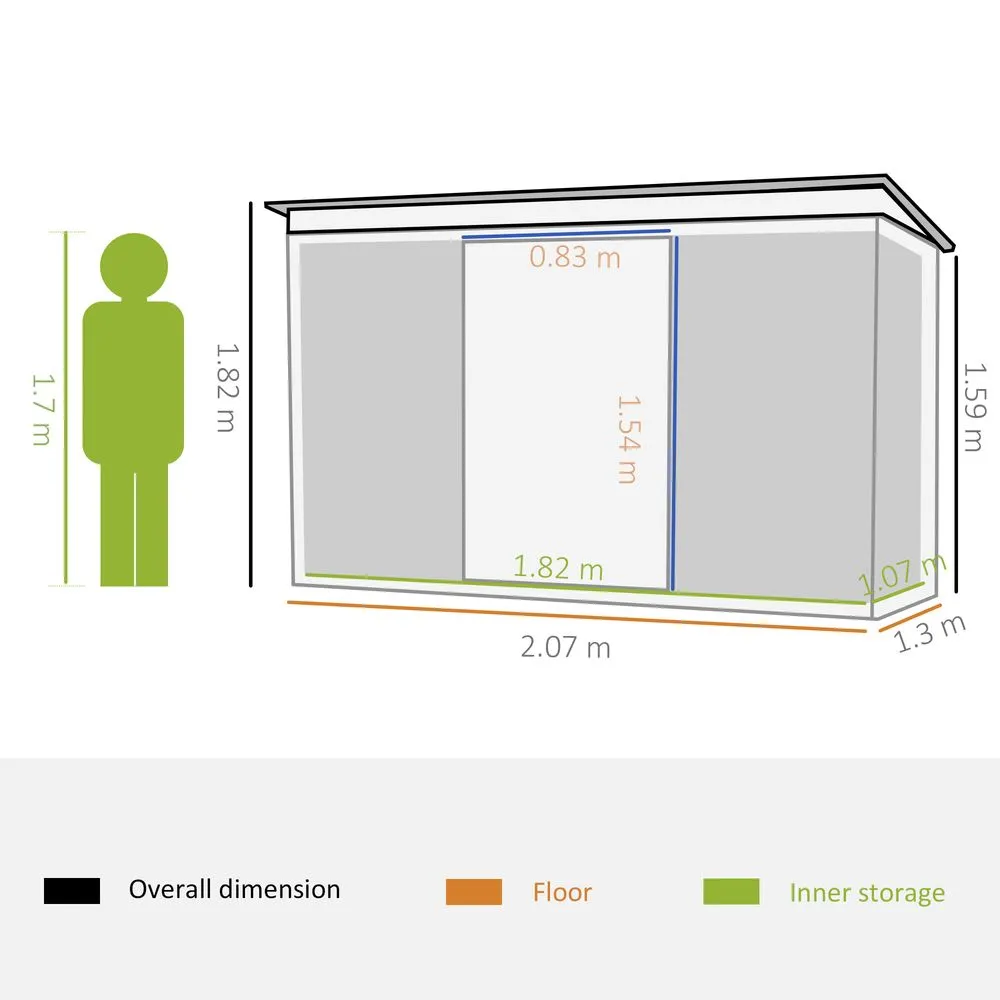 7x4ft Outdoor Garden Metal Storage Shed - Durable & Stylish