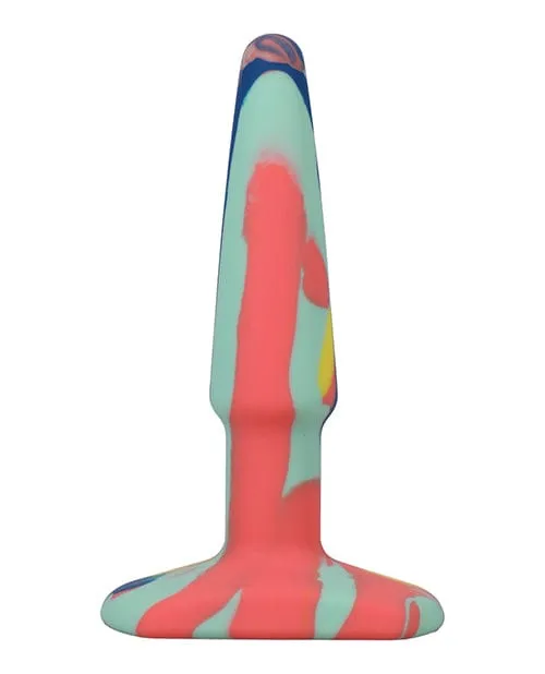 A Play 4" Groovy Silicone Anal Plug - Multicolor-yellow