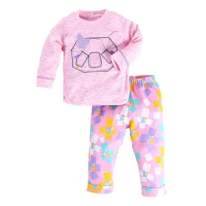 BABY GO Baby-Girl's Cotton Graphic Clothing Pajama Set Pack of 1 (GOBS20-2174-3/6M-PINK_PINK2_3-6 Months)