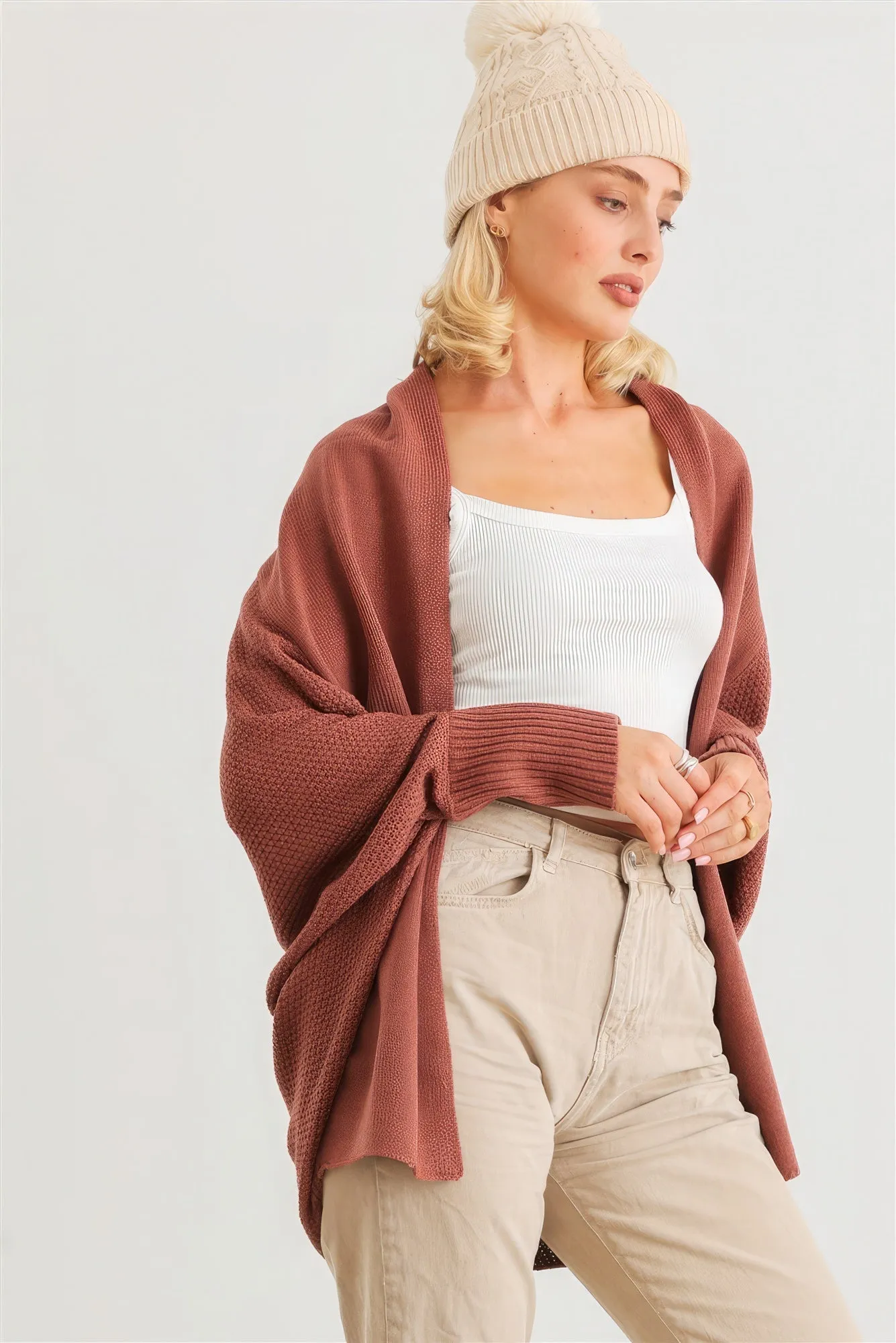 Batwing Sleeve Open Front Cardigan