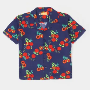 Boys Cotton Casual Shirt Nectarine - NAVY