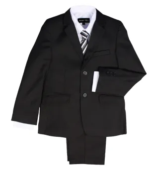 Boys Formal 5 Piece Suit with Shirt, Vest, Tie and Garment Bag – Black - LTMAL-AH-BY029-BLACK