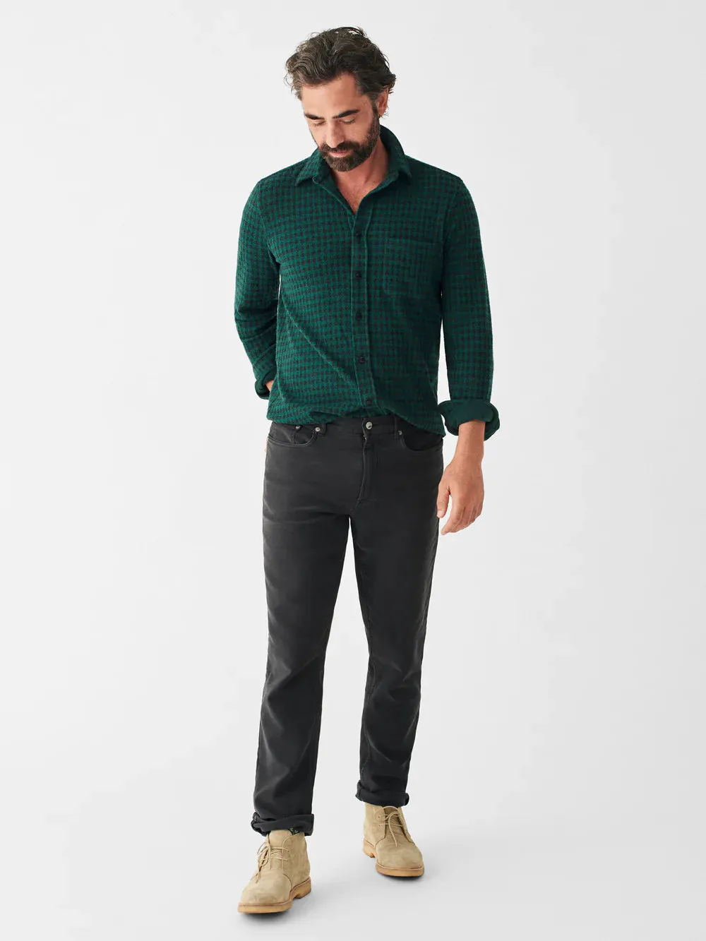 Faherty Legend Sweater Shirt in Forest Charcoal