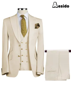 Formal Peak Lapel 3 Pieces Mens Suit For Wedding Tuxedos (Blazer vest Pants)