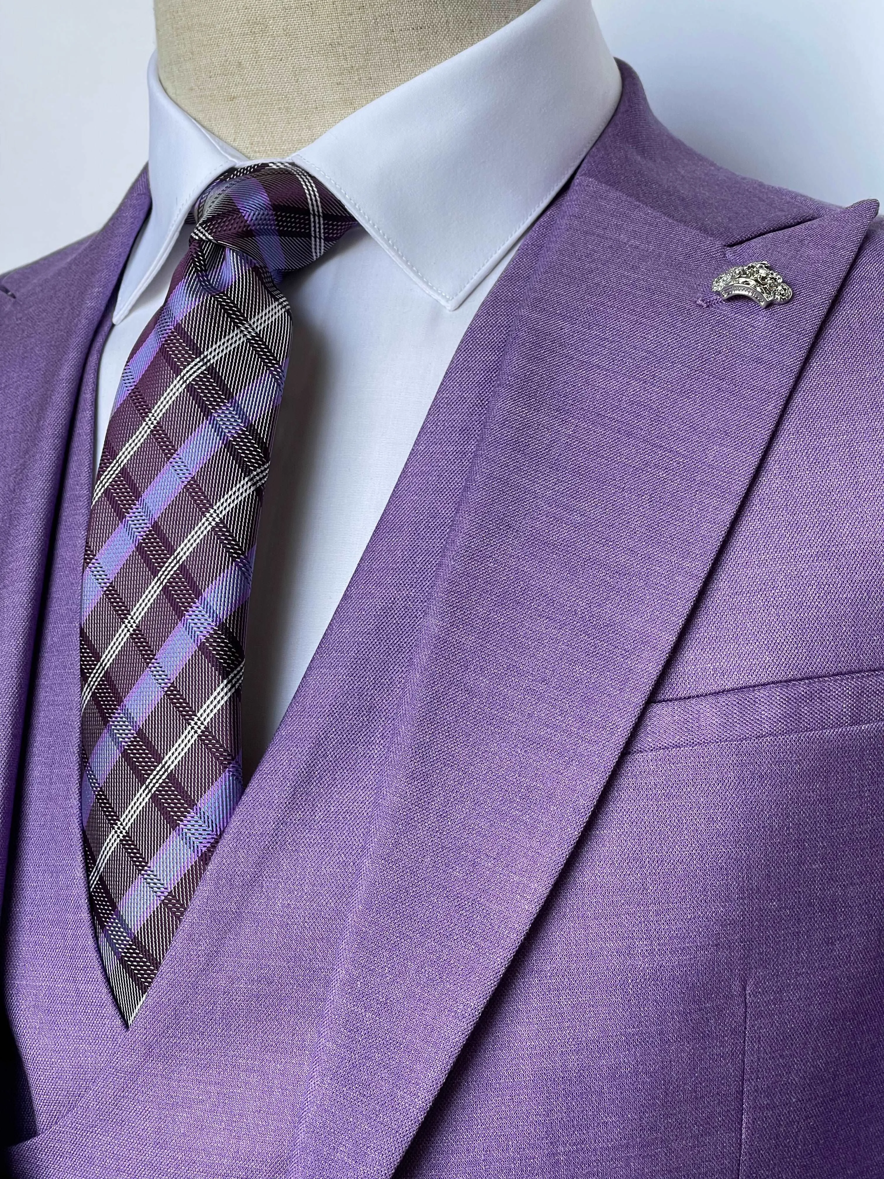 Giovanni Testi 1 Button Peak Lapel 3 piece Lavender Slim Fit Suit GT1PA V-1501 LAVENDER