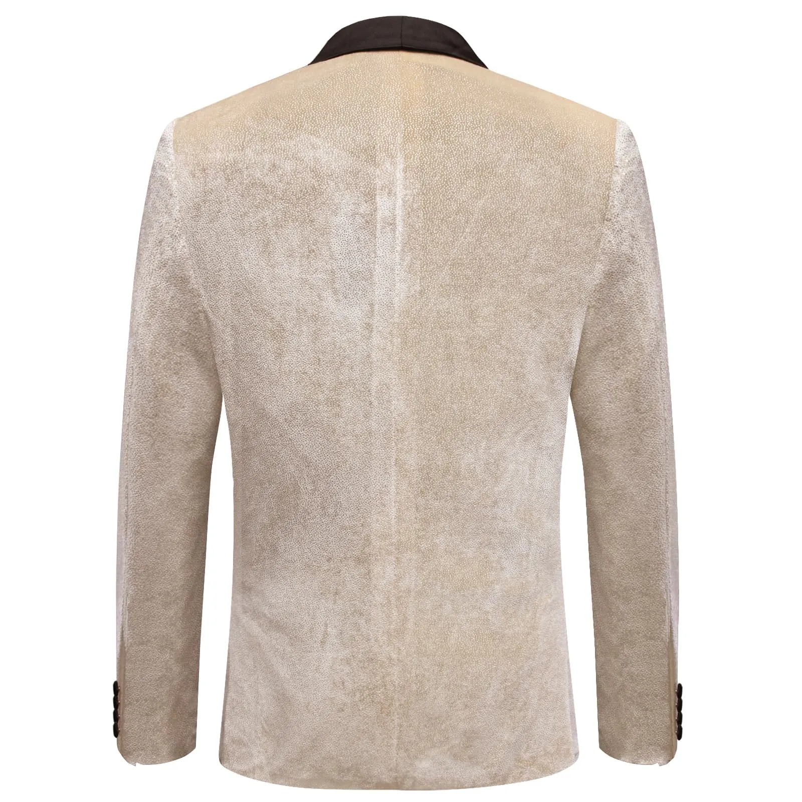 Hi-Tie Velvet Blazer Beige Formal Wedding Suit Shawl Lapel Men's Top