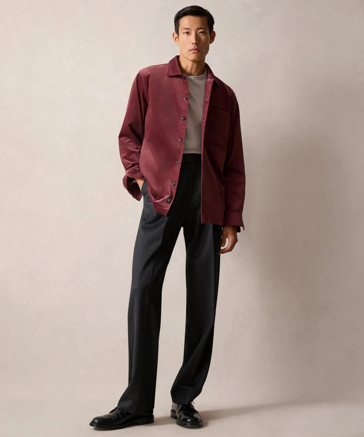 Italian Velvet Overshirt in Mauve