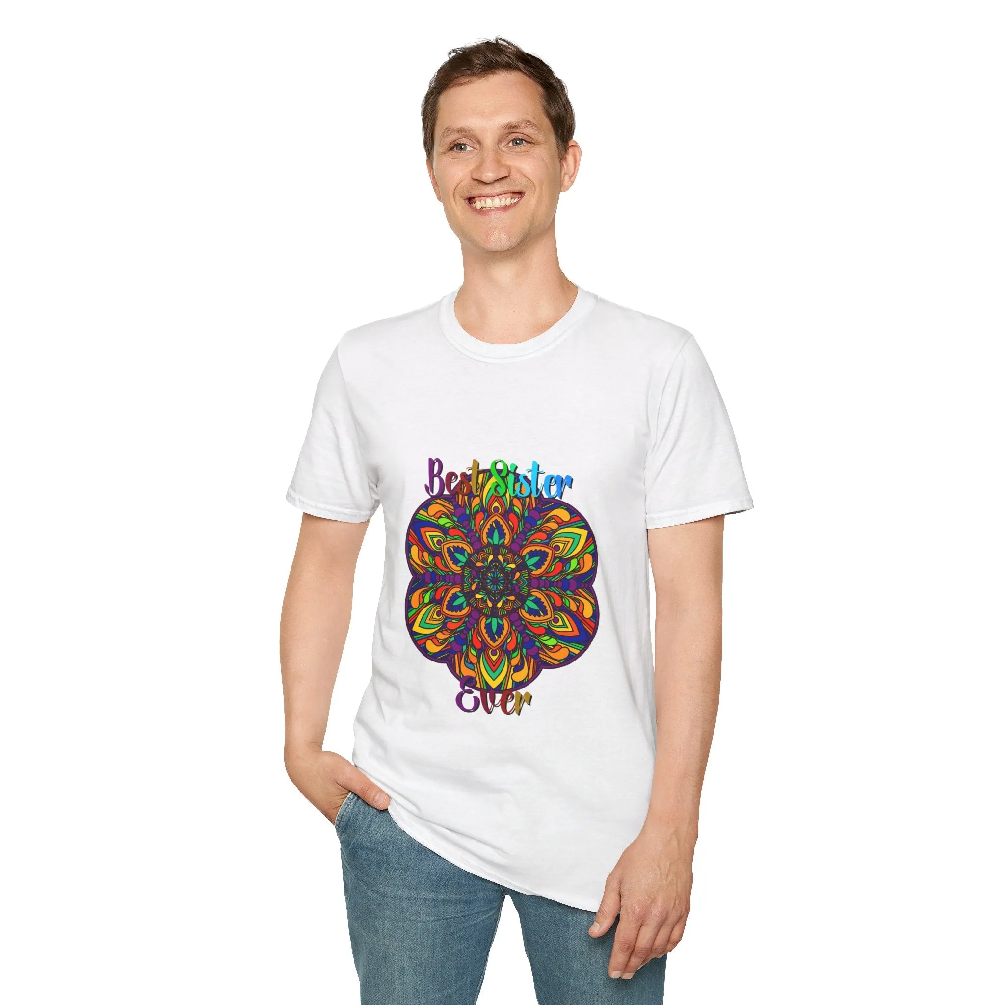 Mandala Art Gift Softstyle T-Shirt - Hand-Drawn Design