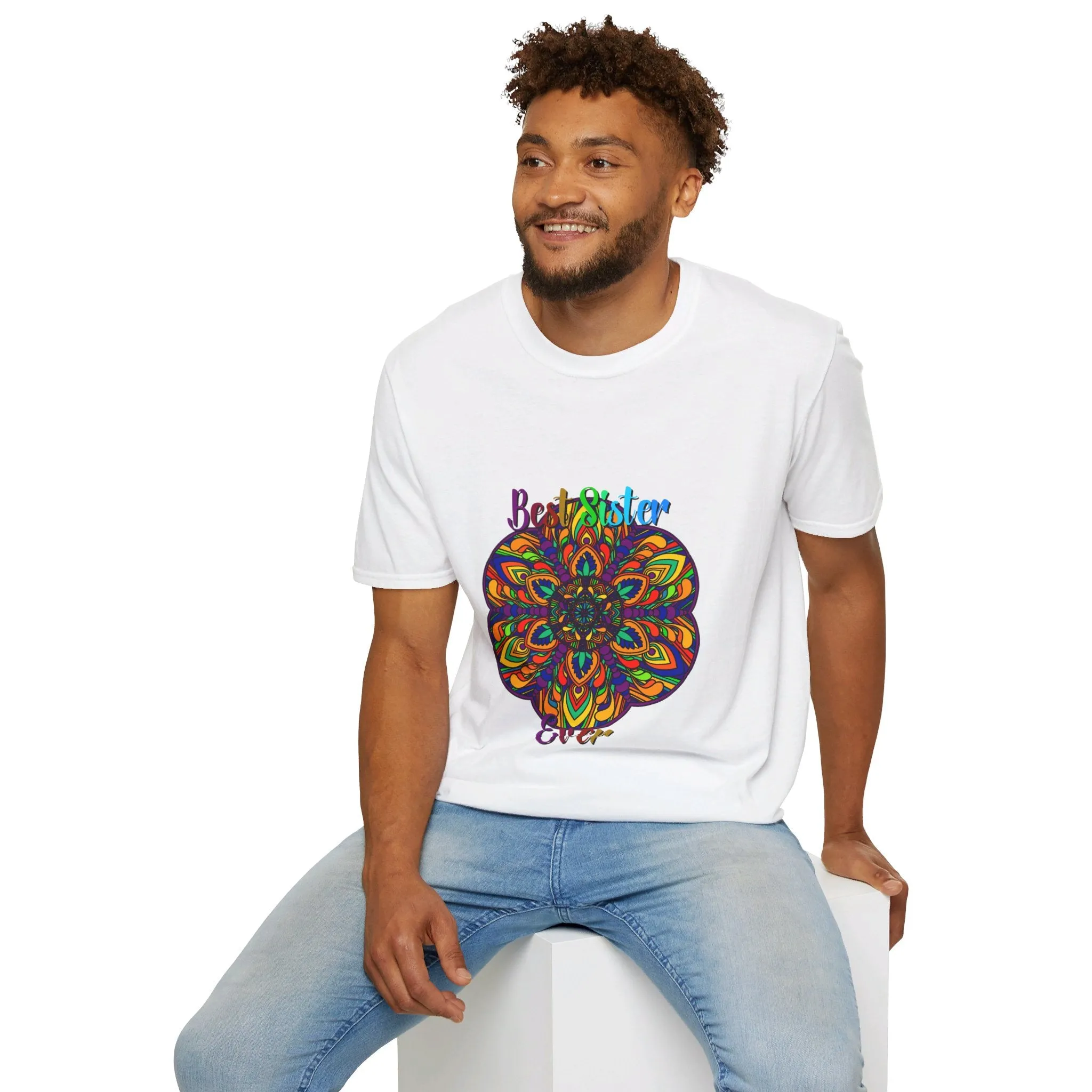 Mandala Art Gift Softstyle T-Shirt - Hand-Drawn Design