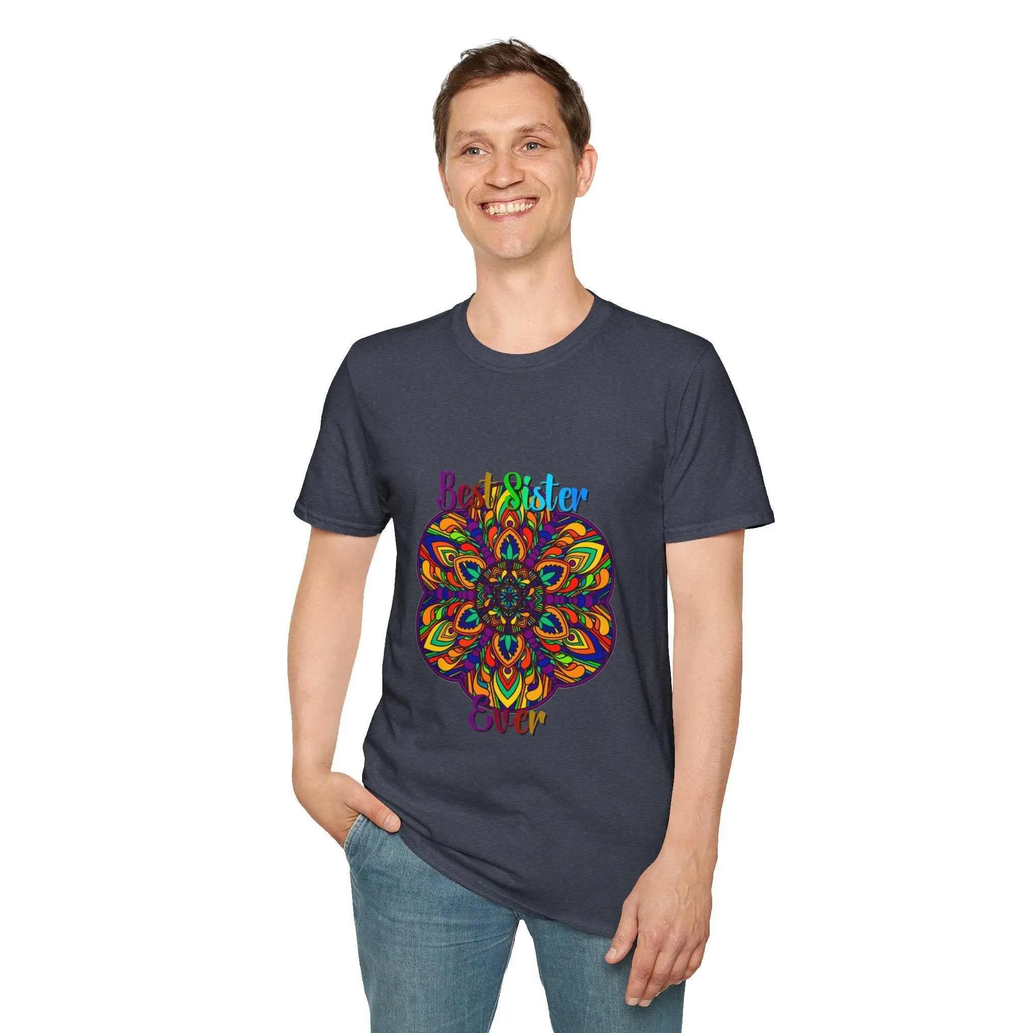 Mandala Art Gift Softstyle T-Shirt - Hand-Drawn Design