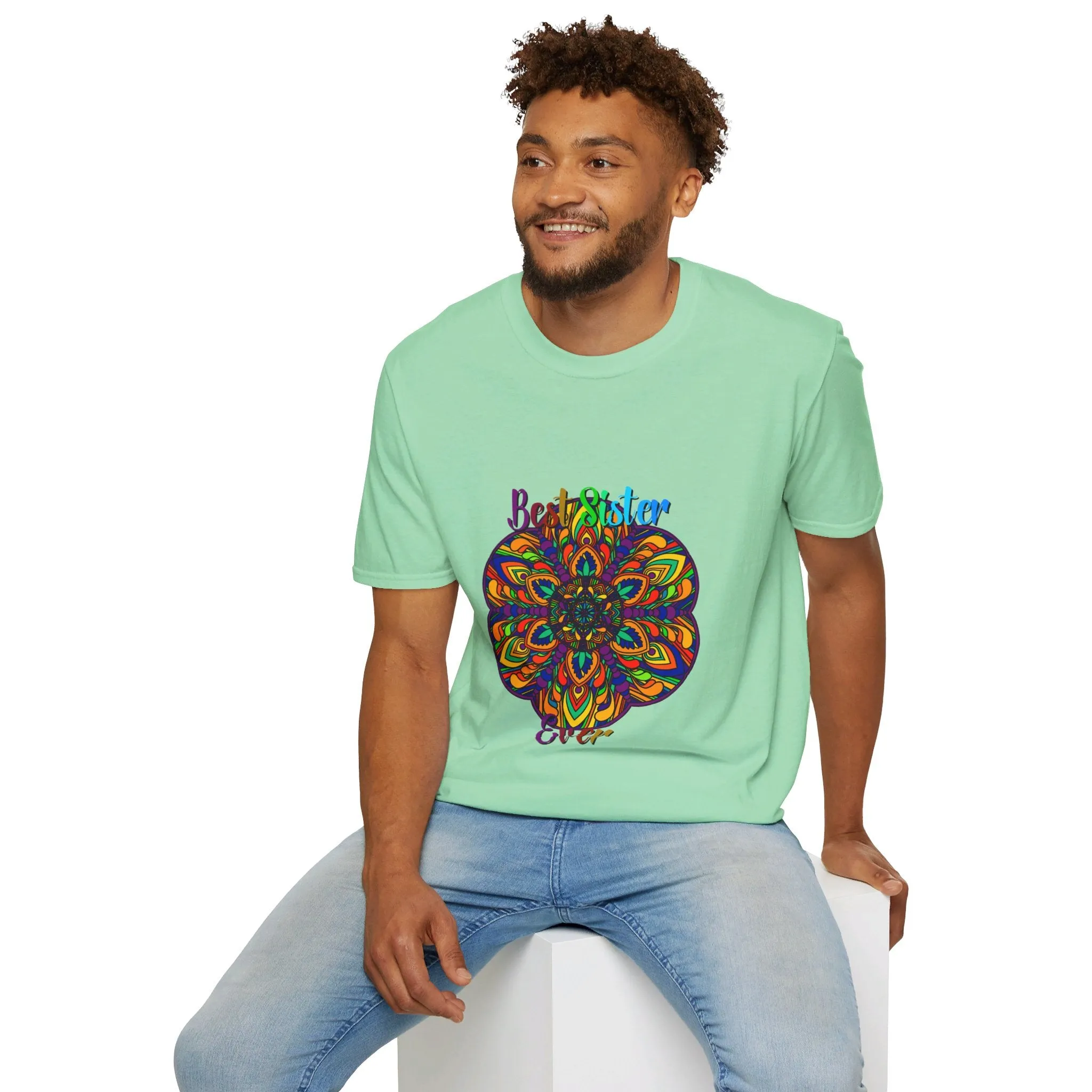 Mandala Art Gift Softstyle T-Shirt - Hand-Drawn Design