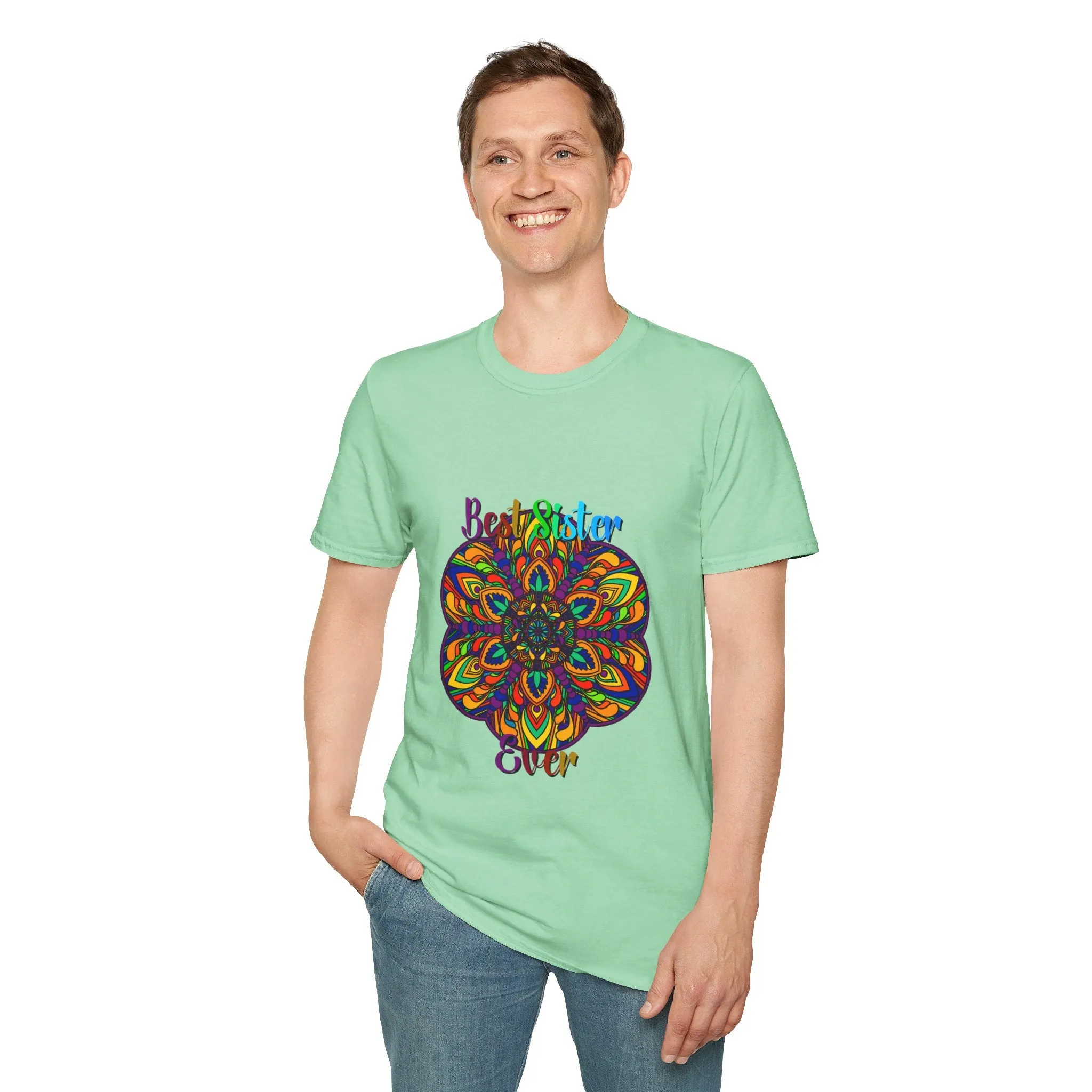 Mandala Art Gift Softstyle T-Shirt - Hand-Drawn Design