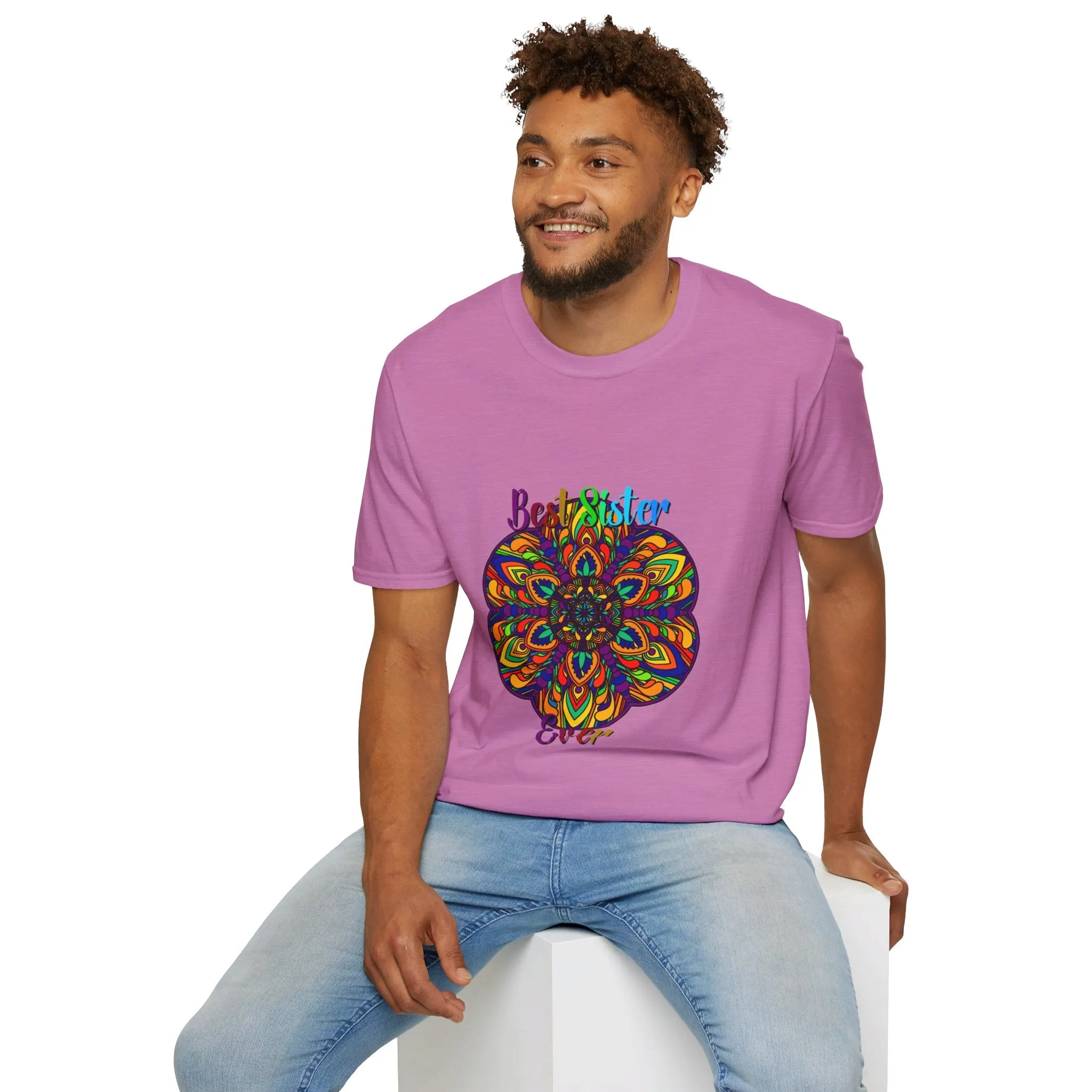 Mandala Art Gift Softstyle T-Shirt - Hand-Drawn Design