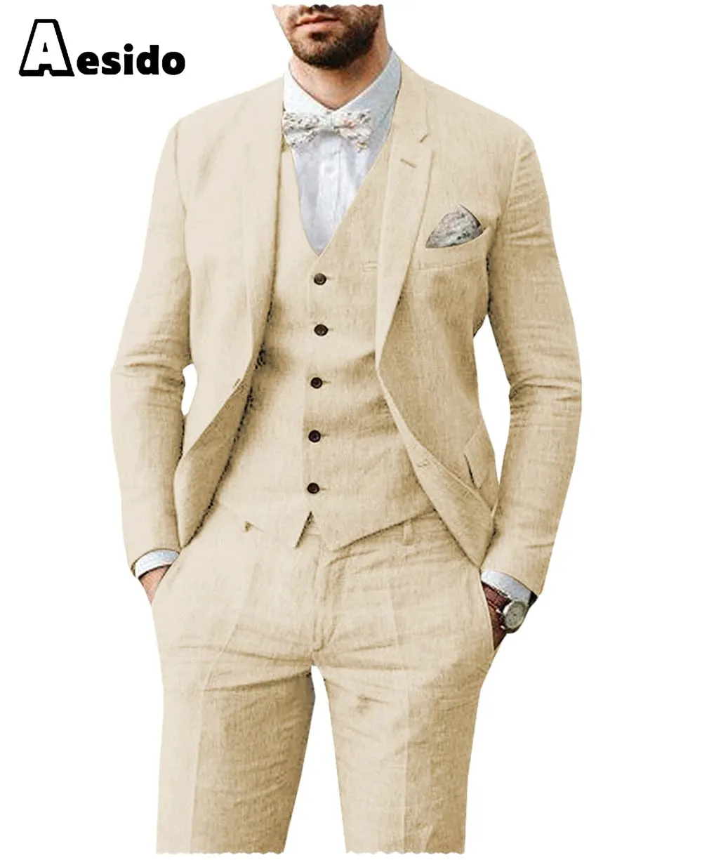 Men Suit 3 Pieces Notch Lapel Double button closure Jacket (Blazer Vest Pants)