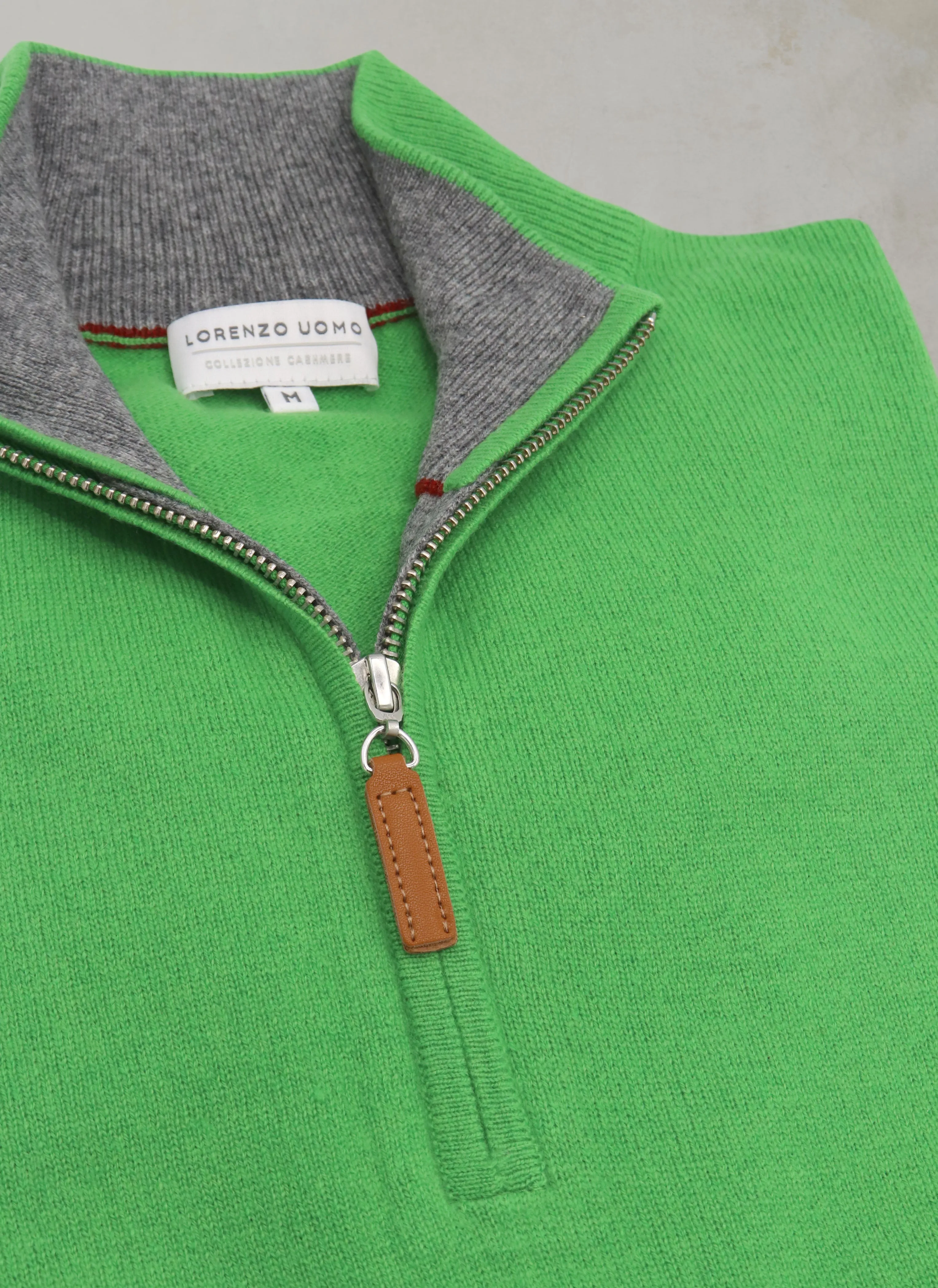 Men's Madison Quarter Zip Cashmere Sweater in Seagrass