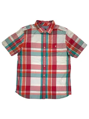 Mens Plaid Short Sleeve Button Up