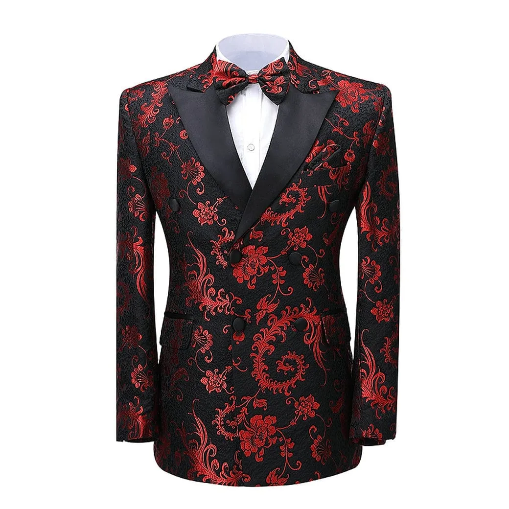 Men's Suit Double Breasted Patterned Peak lapel 2 Piece Business Tuxedos (Blazer Pants)