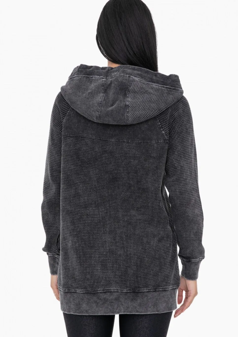 Mono B Mineral Washed Waffle Relaxed Hoodies - 2 Colors!