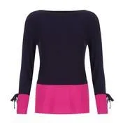 Navy and Fuschia Colour Block Sweater