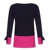 Navy and Fuschia Colour Block Sweater