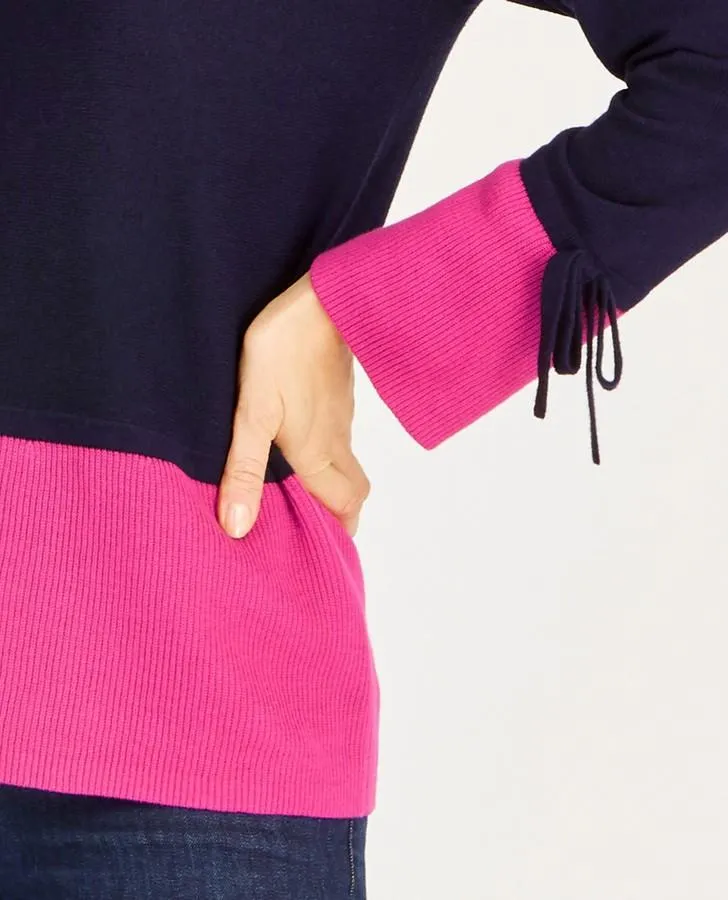 Navy and Fuschia Colour Block Sweater