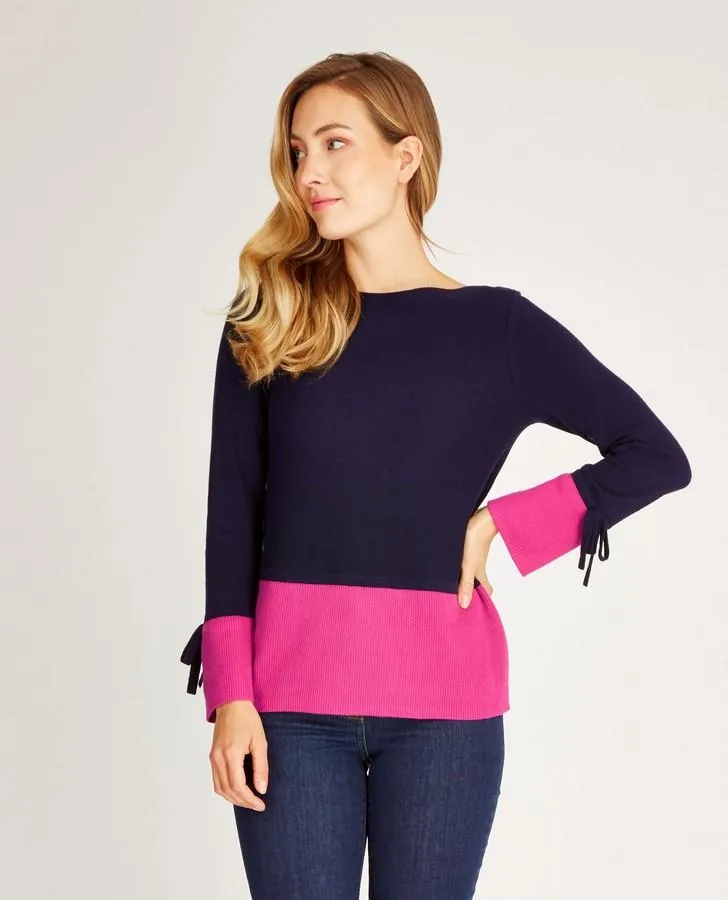 Navy and Fuschia Colour Block Sweater