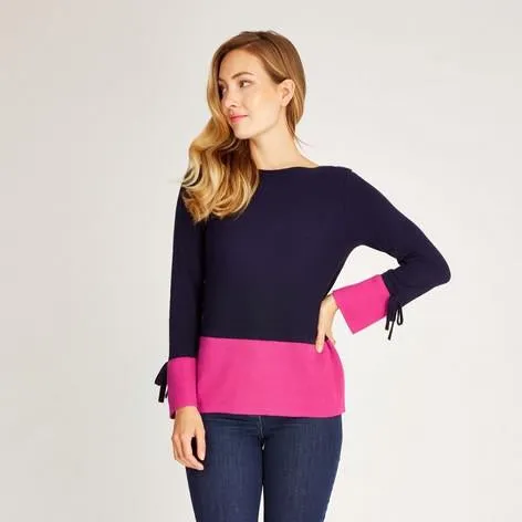 Navy and Fuschia Colour Block Sweater