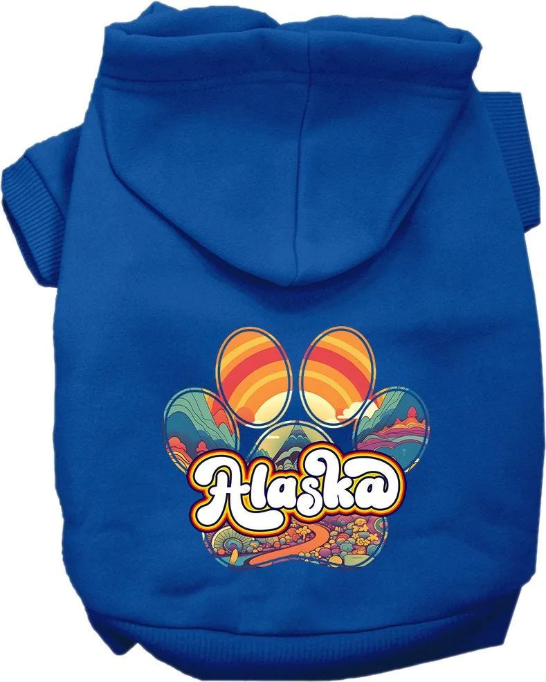 Pet Dog & Cat Screen Printed Hoodie for Medium to Large Pets (Sizes 2XL-6XL), "Alaska Groovy Summit"