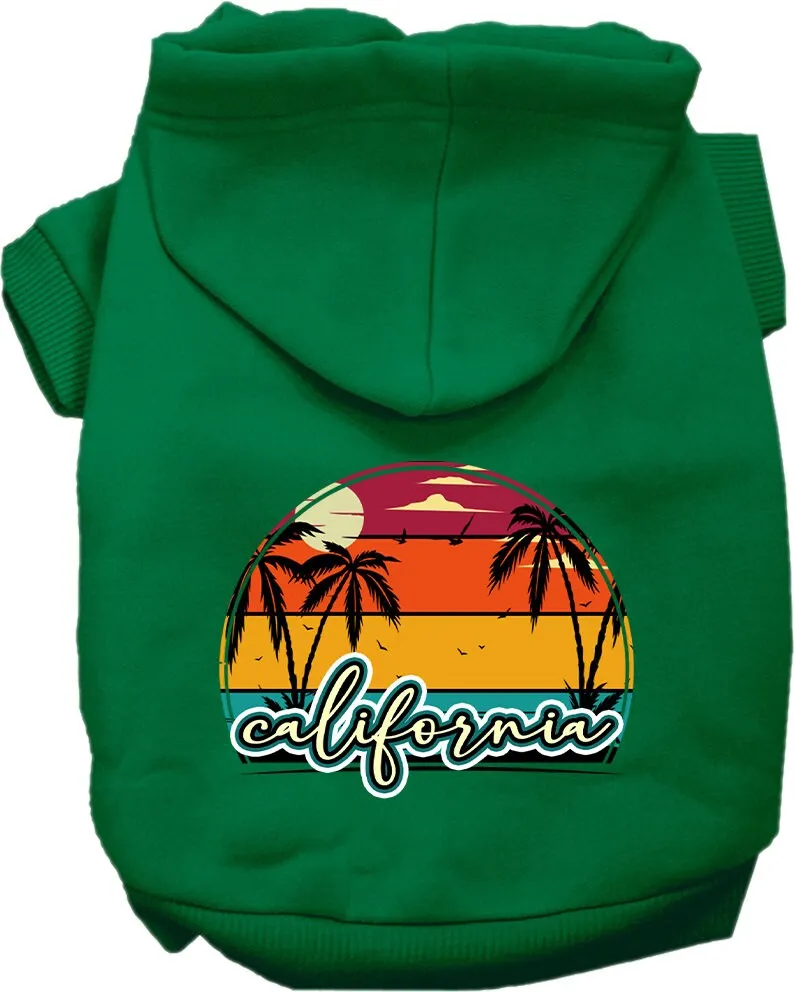 Pet Dog & Cat Screen Printed Hoodie for Medium to Large Pets (Sizes 2XL-6XL), "California Retro Beach Sunset"