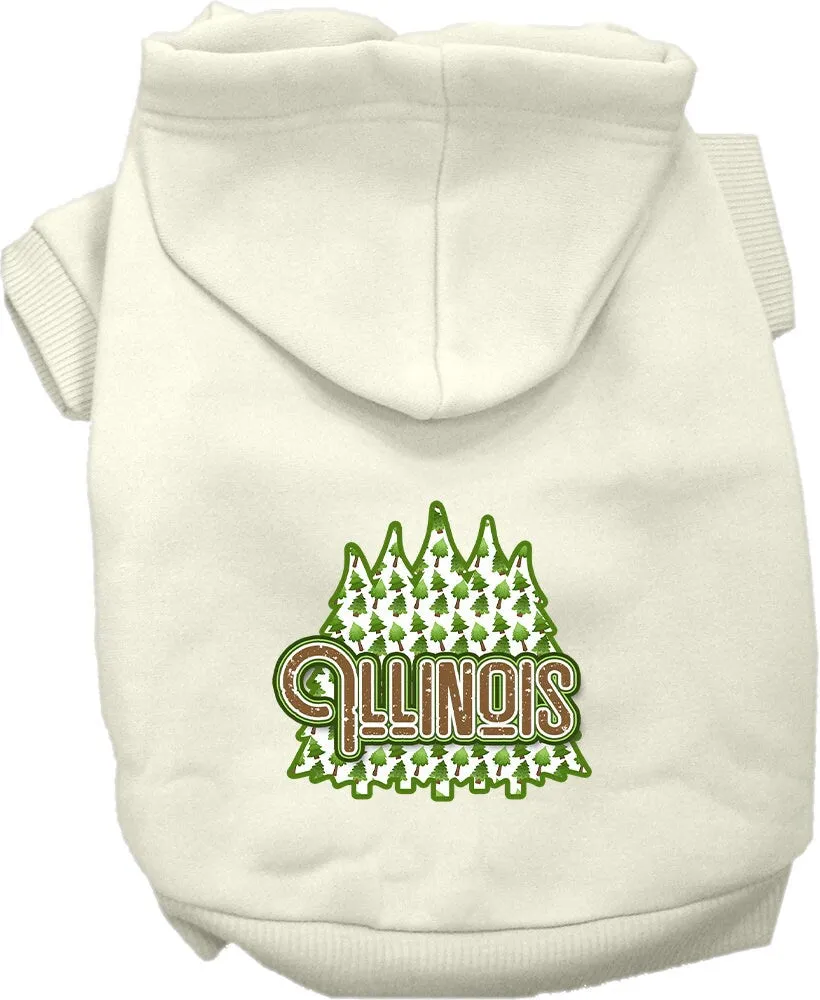 Pet Dog & Cat Screen Printed Hoodie for Medium to Large Pets (Sizes 2XL-6XL), "Illinois Woodland Trees"