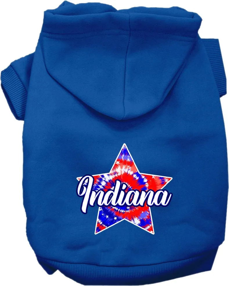 Pet Dog & Cat Screen Printed Hoodie for Medium to Large Pets (Sizes 2XL-6XL), "Indiana Patriotic Tie Dye"