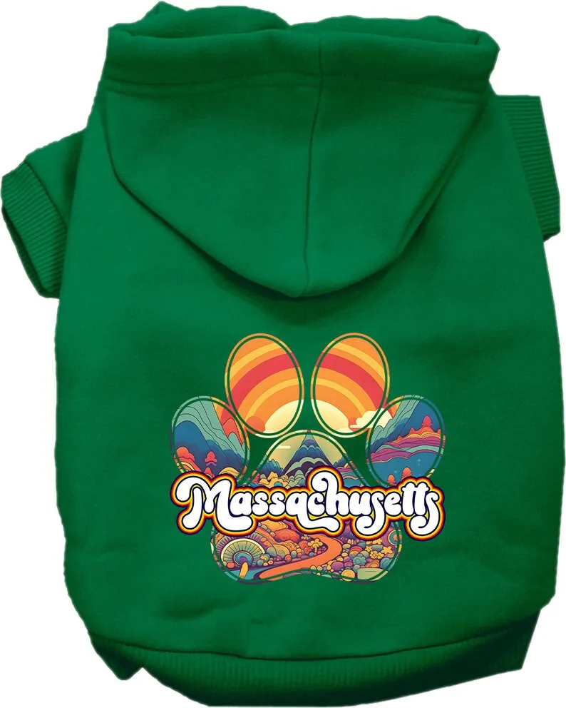 Pet Dog & Cat Screen Printed Hoodie for Medium to Large Pets (Sizes 2XL-6XL), "Massachusetts Groovy Summit"