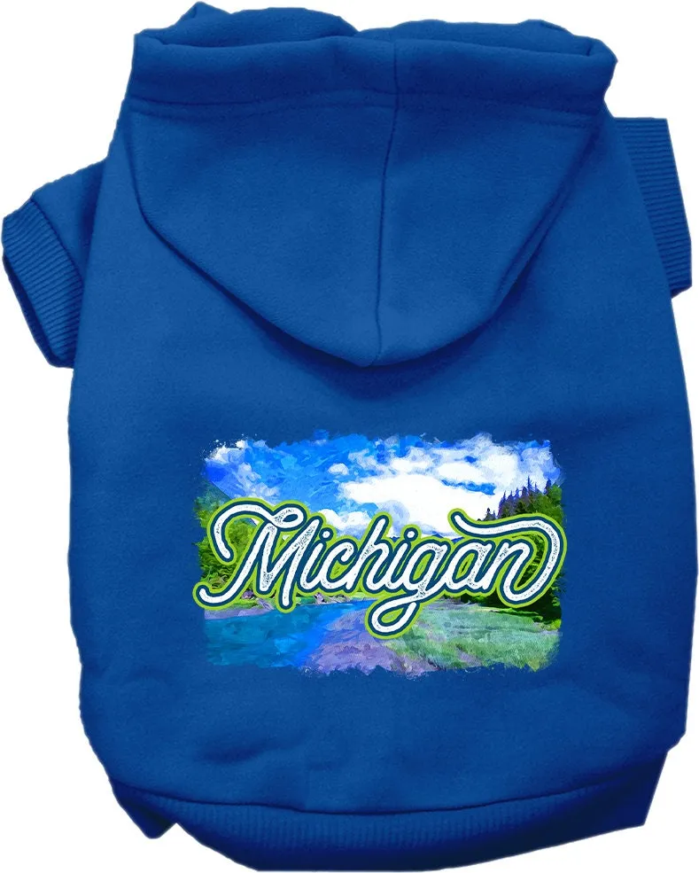 Pet Dog & Cat Screen Printed Hoodie for Medium to Large Pets (Sizes 2XL-6XL), "Michigan Summer"