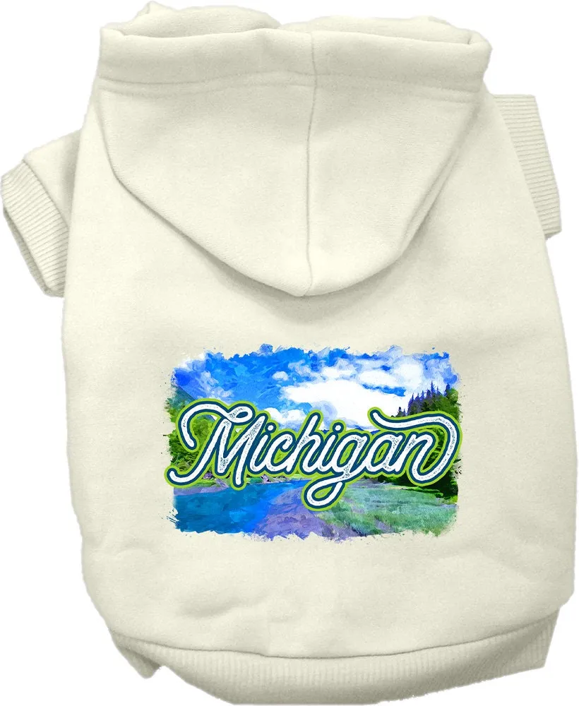 Pet Dog & Cat Screen Printed Hoodie for Medium to Large Pets (Sizes 2XL-6XL), "Michigan Summer"