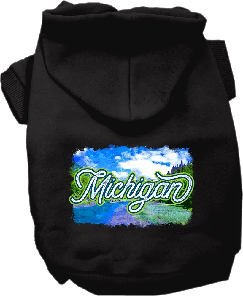 Pet Dog & Cat Screen Printed Hoodie for Medium to Large Pets (Sizes 2XL-6XL), "Michigan Summer"