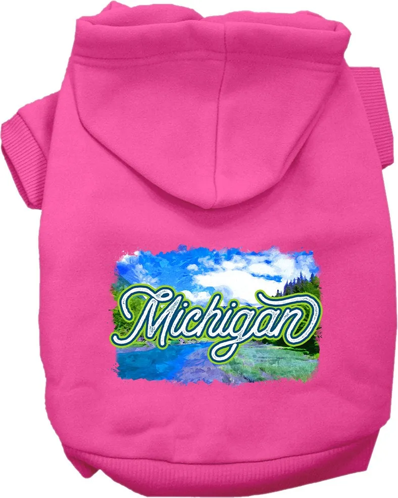 Pet Dog & Cat Screen Printed Hoodie for Medium to Large Pets (Sizes 2XL-6XL), "Michigan Summer"