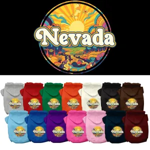 Pet Dog & Cat Screen Printed Hoodie for Medium to Large Pets (Sizes 2XL-6XL), "Nevada Trippy Peaks"