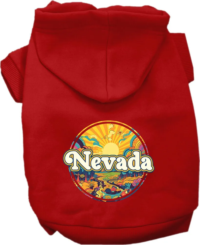 Pet Dog & Cat Screen Printed Hoodie for Medium to Large Pets (Sizes 2XL-6XL), "Nevada Trippy Peaks"