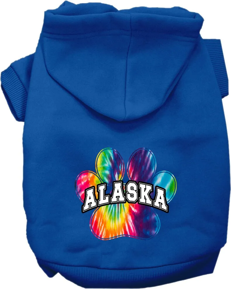 Pet Dog & Cat Screen Printed Hoodie for Small to Medium Pets (Sizes XS-XL), "Alaska Bright Tie Dye"