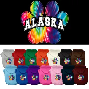 Pet Dog & Cat Screen Printed Hoodie for Small to Medium Pets (Sizes XS-XL), "Alaska Bright Tie Dye"