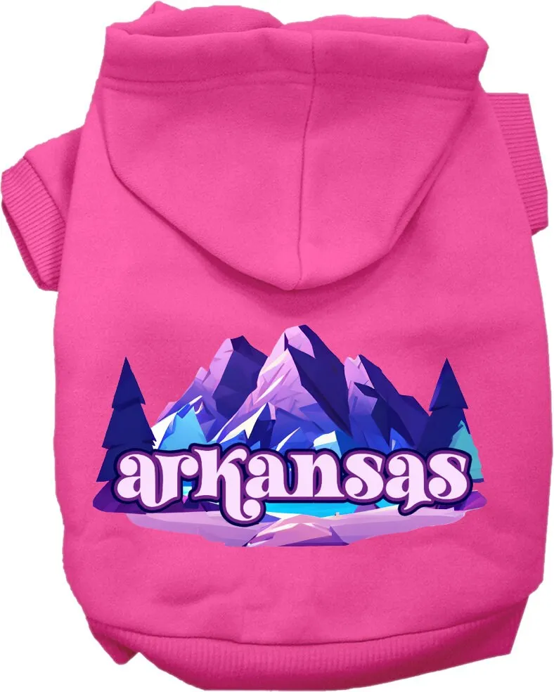 Pet Dog & Cat Screen Printed Hoodie for Small to Medium Pets (Sizes XS-XL), "Arkansas Alpine Pawscape"