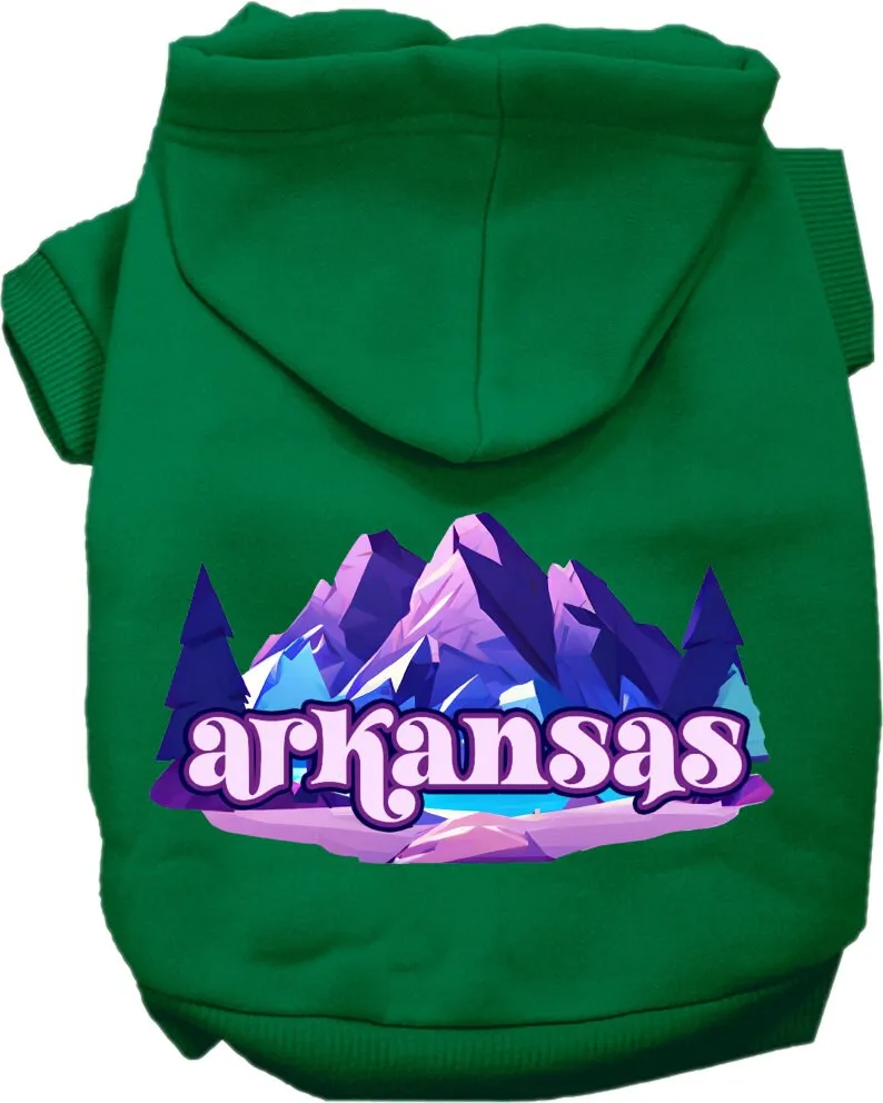 Pet Dog & Cat Screen Printed Hoodie for Small to Medium Pets (Sizes XS-XL), "Arkansas Alpine Pawscape"