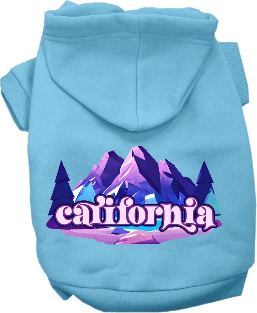 Pet Dog & Cat Screen Printed Hoodie for Small to Medium Pets (Sizes XS-XL), "California Alpine Pawscape"