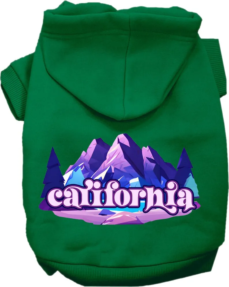 Pet Dog & Cat Screen Printed Hoodie for Small to Medium Pets (Sizes XS-XL), "California Alpine Pawscape"