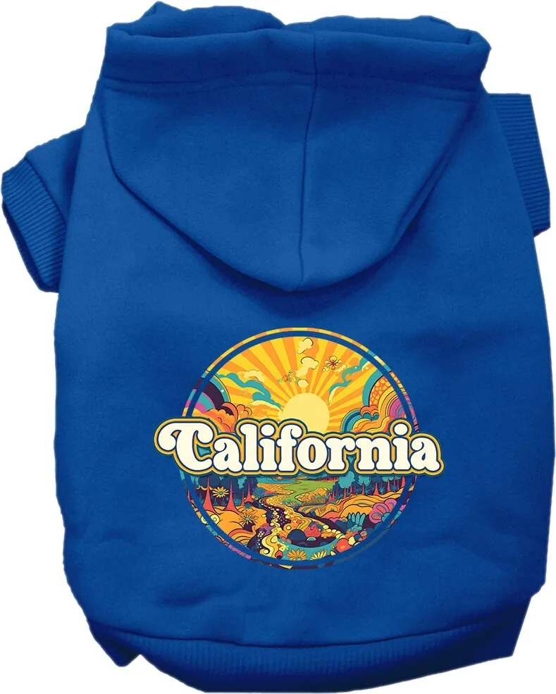 Pet Dog & Cat Screen Printed Hoodie for Small to Medium Pets (Sizes XS-XL), "California Trippy Peaks"