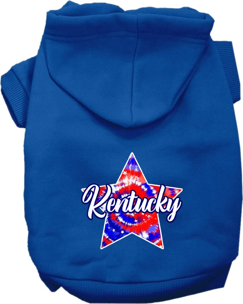 Pet Dog & Cat Screen Printed Hoodie for Small to Medium Pets (Sizes XS-XL), "Kentucky Patriotic Tie Dye"