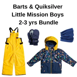 Quiksilver Little Mission Boys Ski Jacket, Bib Pants, Barts Neckwarmer & Mittens Bundle