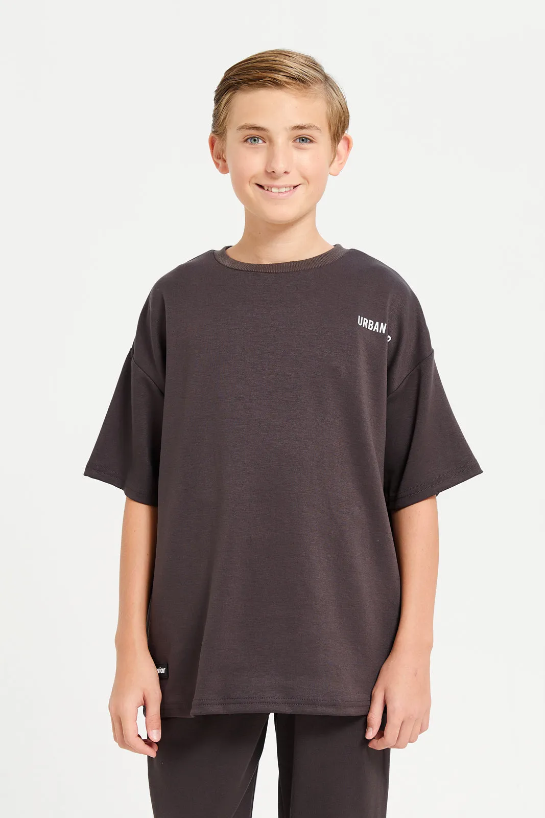 Senior Boys Brown Plain Modal T-Shirt