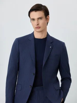 Slim Fit Premium Suit In Super Fine Wool With Stripes